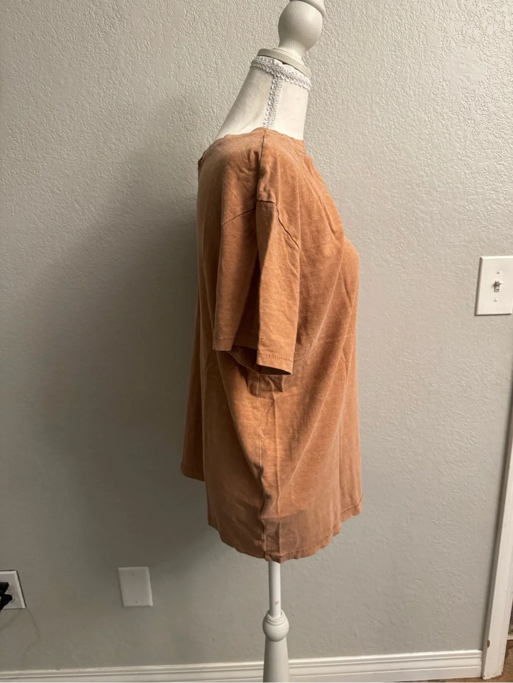 Crew Re-Imagined Hemp Organic Cotton Blend Henley Tee Orange Men's M